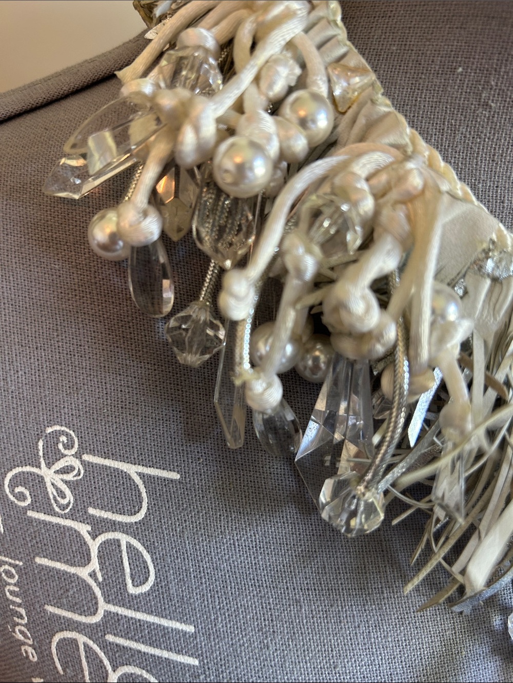 Handcrafted Ivory Statement Necklace with Crystal and Pearl Accents - Picture 3 of 16
